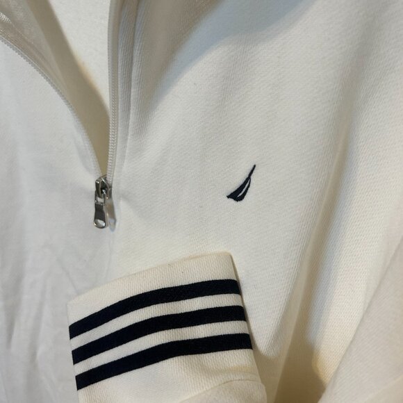 New NAUTICA WOMEN Size S SWEATSHIRT Stripes 1/4 ZIP Pull-Over Cotton Blend - Picture 5 of 6